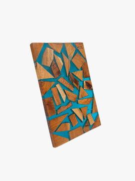 TrenDxb Acacia Wood and Epoxy Cutting and Chopping Board Handcrafted in India, Ideal for Meat, Cheese, Vegetables and Bread |32 x 22.5 x 2.2 cm | Kitchen Essential. (Blue Epoxy Mosaic Blend)